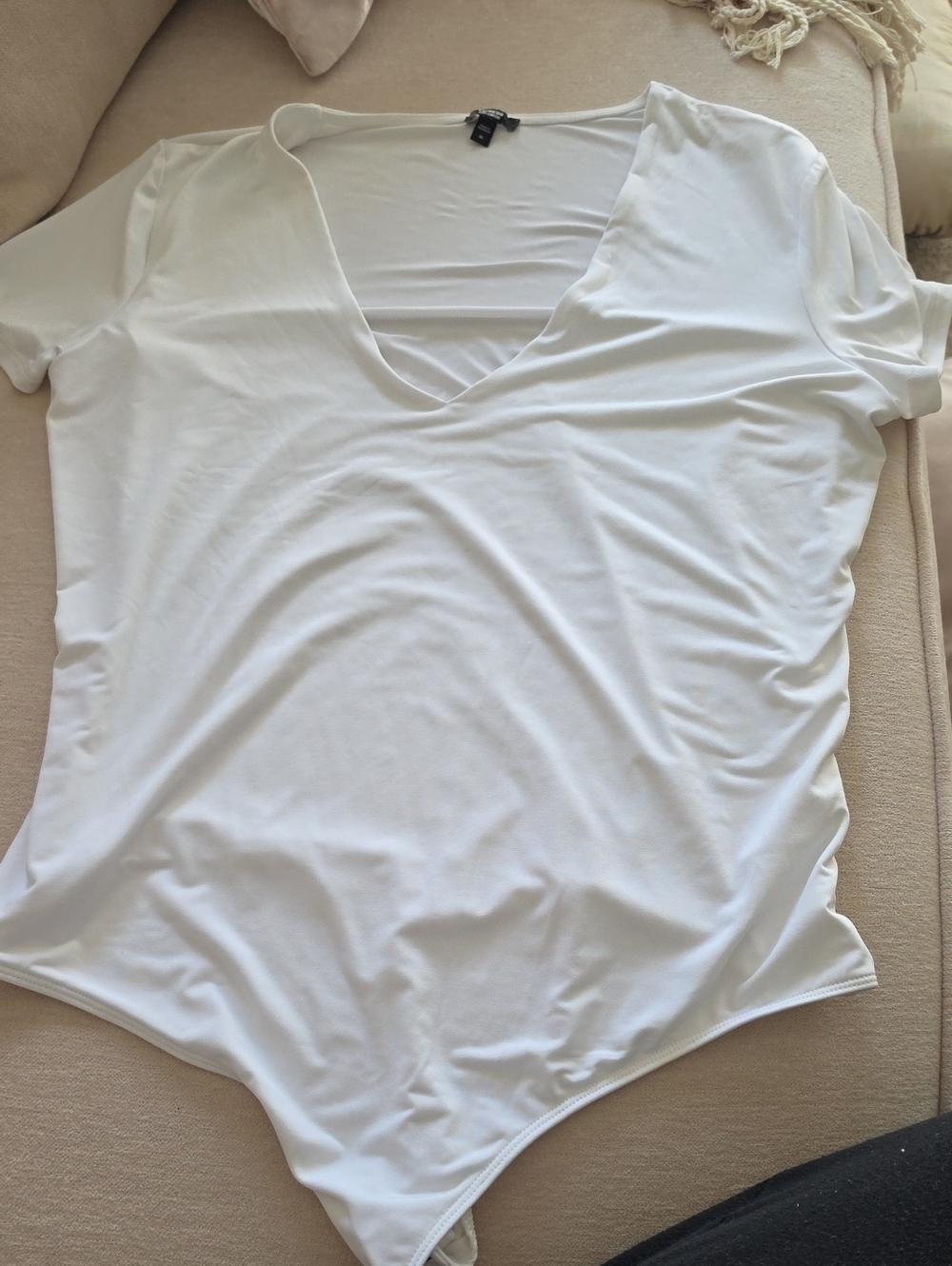 Express White V-Neck Bandeau Bodysuit